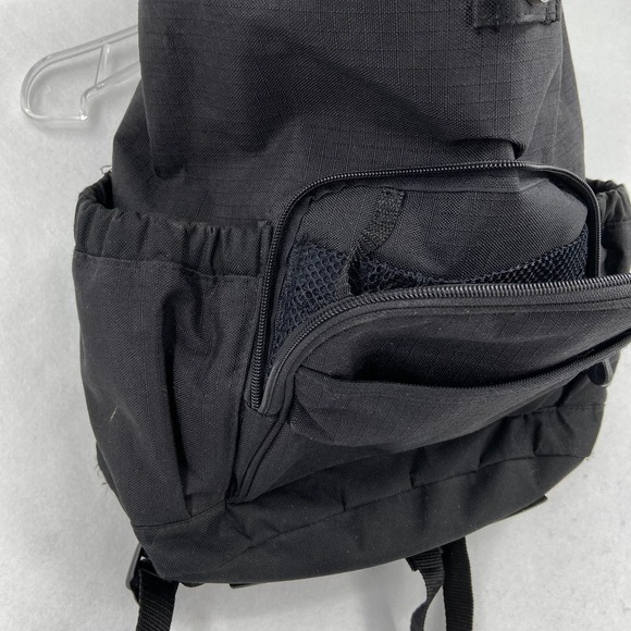 Eddie Bauer Canvas Backpack Cinch Drawstring Top Flap Closure Black - Picture 7 of 12